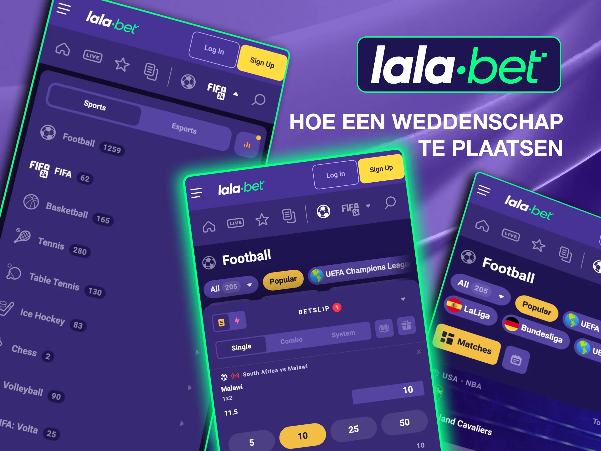 Follow Lalabet’s steps to bet, including browsing events, selecting odds.