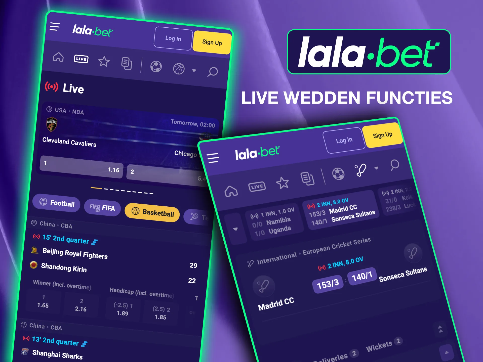 Experience live betting on Lalabet with real-time streaming for various sports.