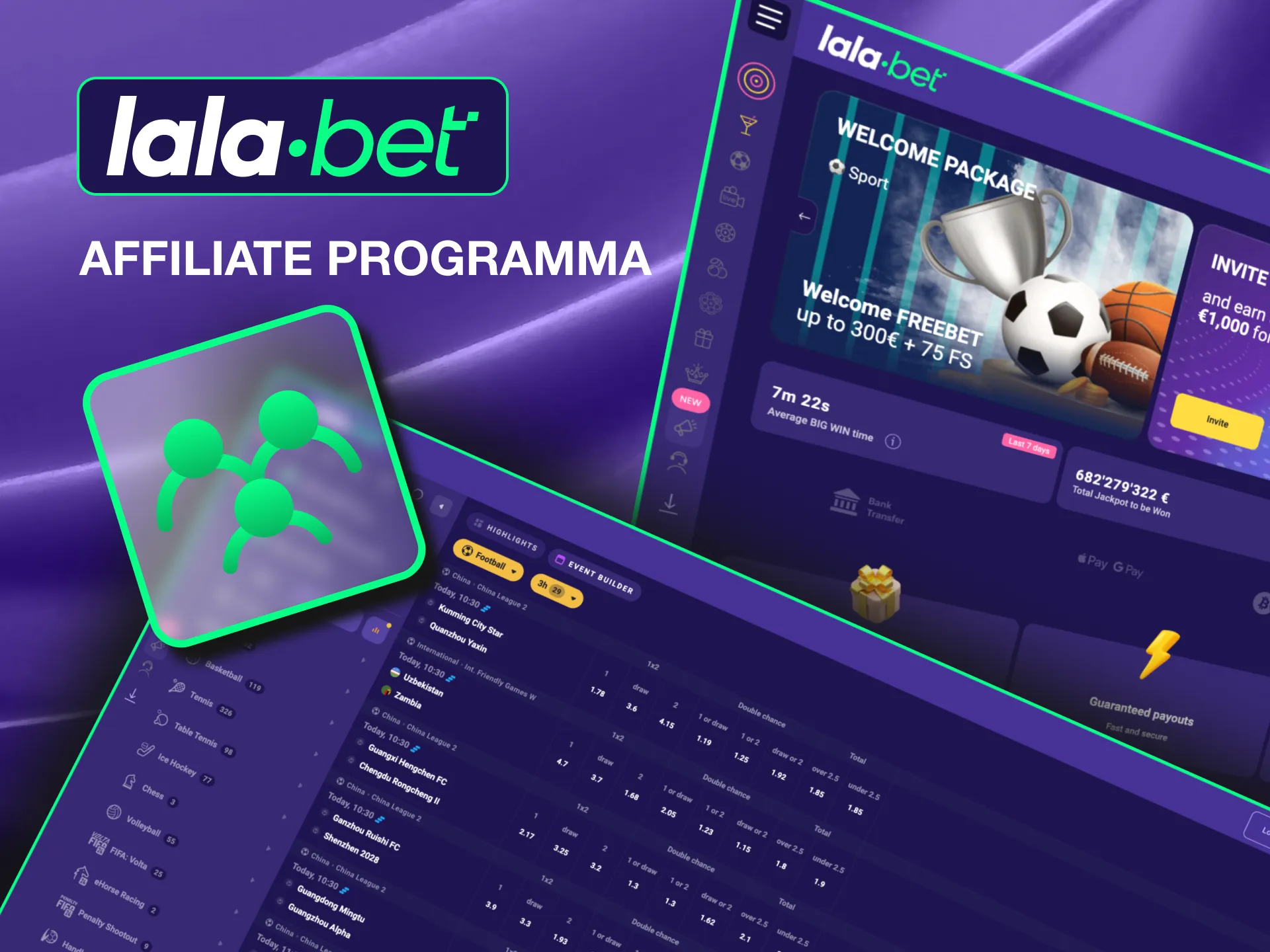 Monetize your online presence with Lalabet's Affiliate Program and detailed tracking tools.