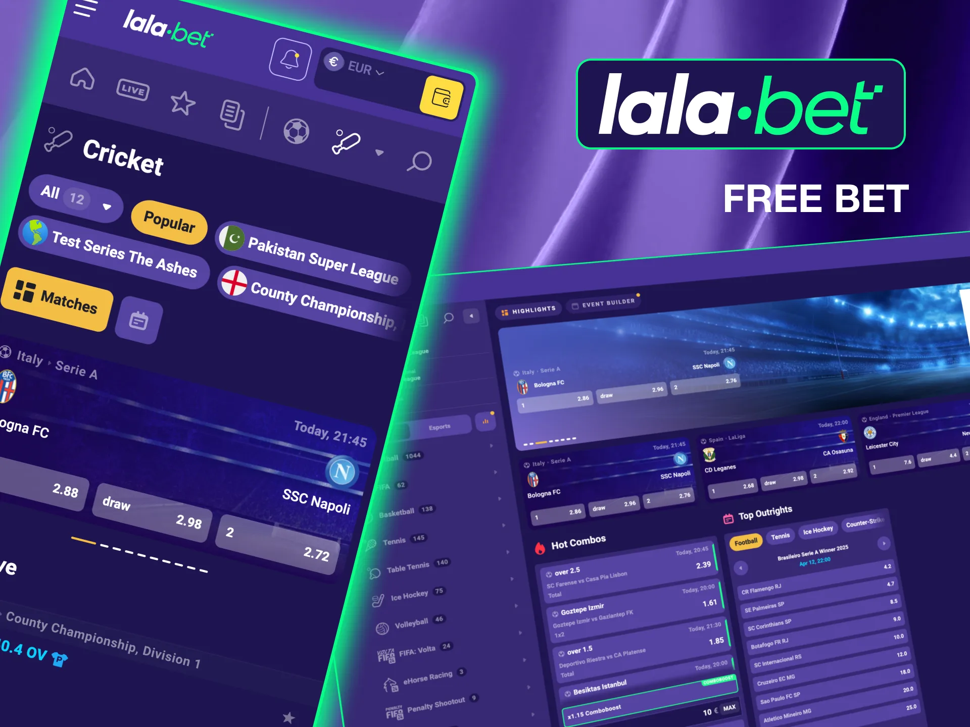 Take advantage of Lalabet's Free Bet bonus to win big on sports without risking your balance.