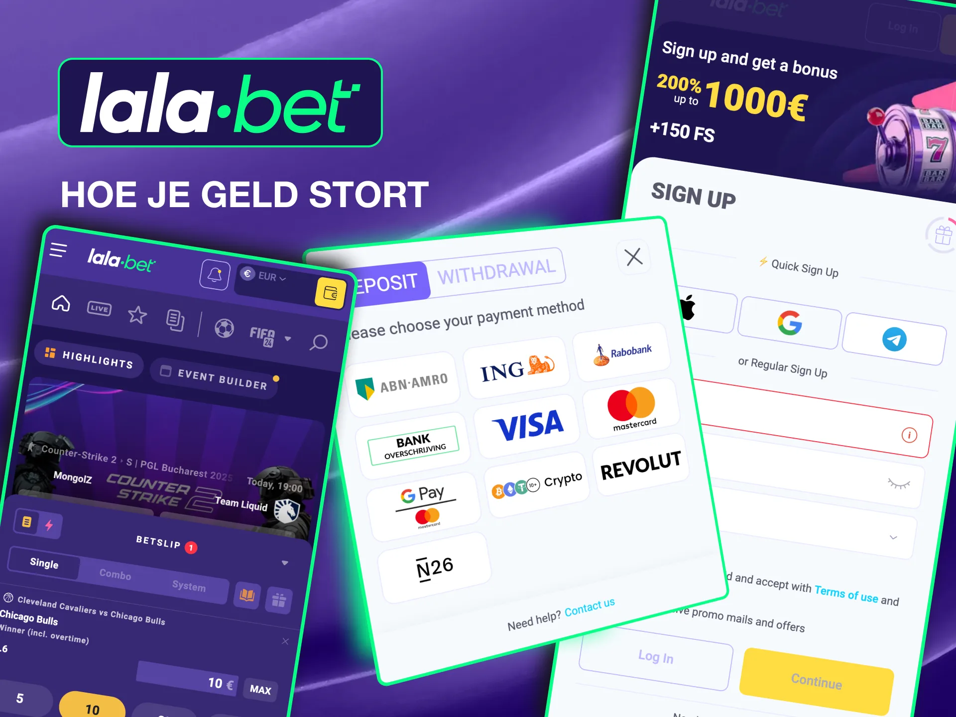 Follow Lalabet's simple steps to fund your account using secure payment methods.