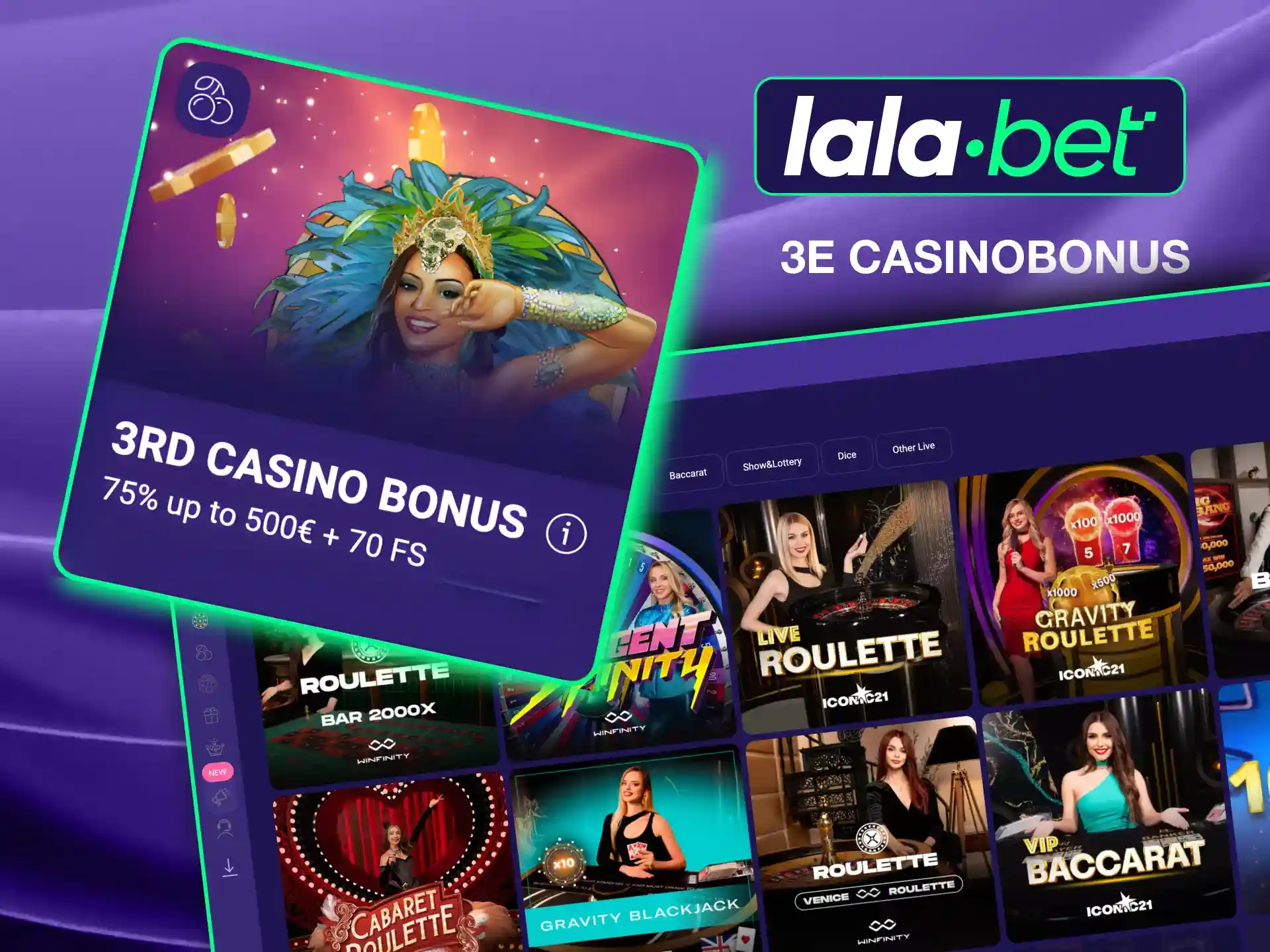 Get rewarded on Lalabet with the 3rd Casino Bonus, featuring additional funds and slots free spins.