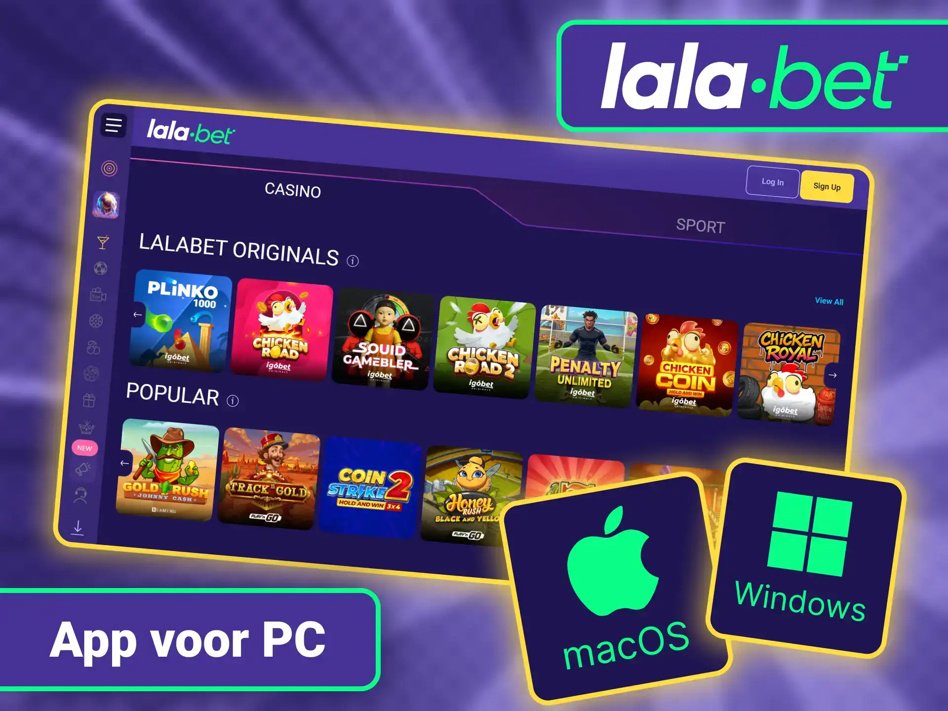 Speel nu direct op de geoptimaliseerde desktopversie van LalaBet officieel.