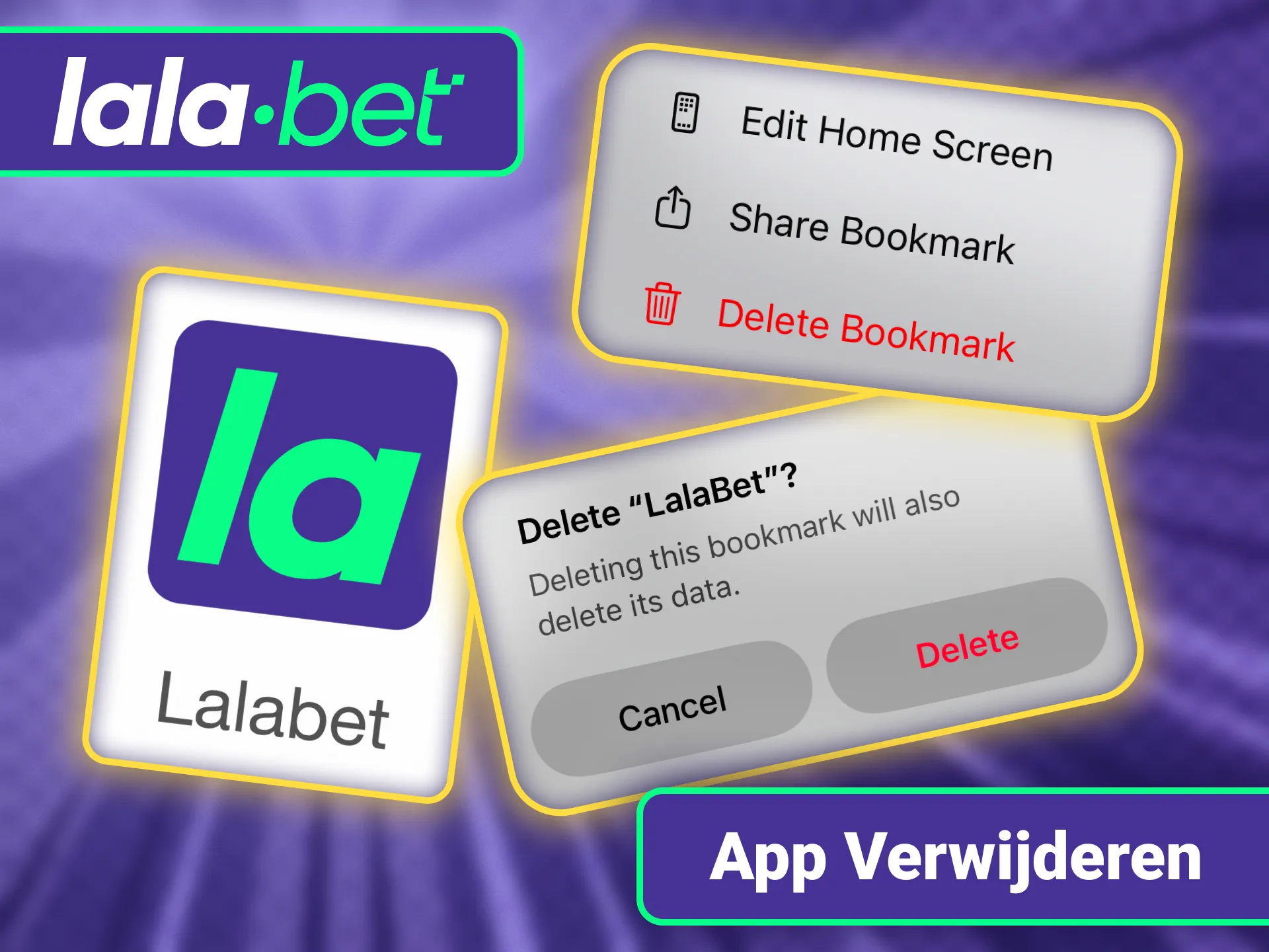 Verwijder de mobiele applicatie weer heel eenvoudig van LalaBet officieel.