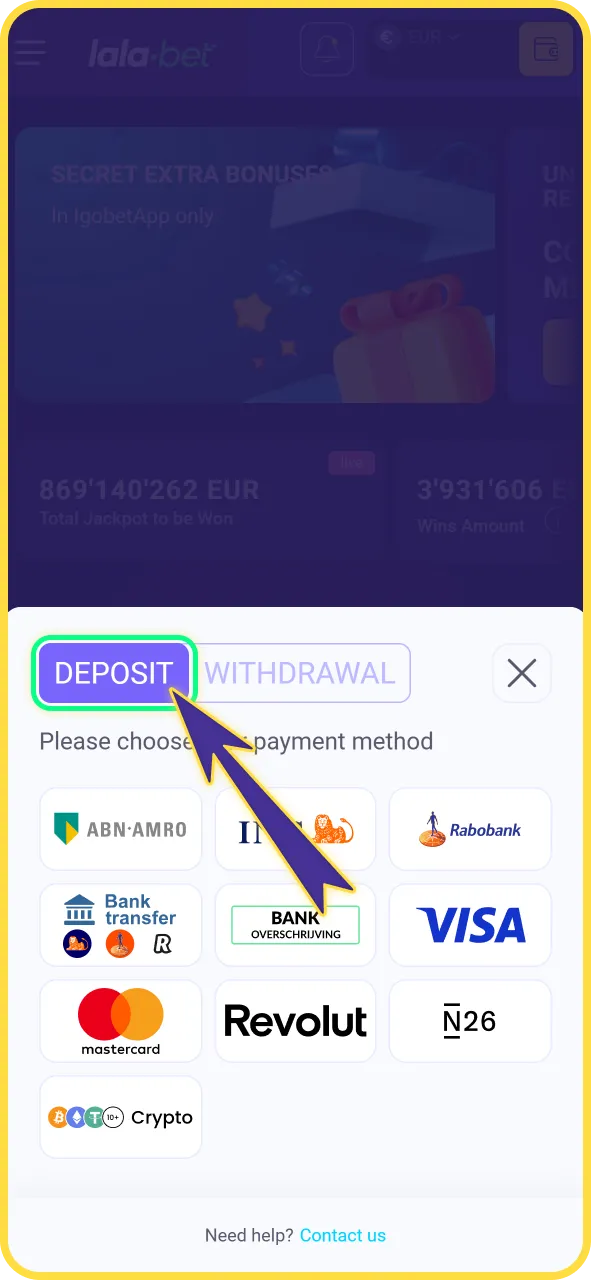 Waardeer je speelsaldo veilig op via de online kassa van LalaBet officieel.