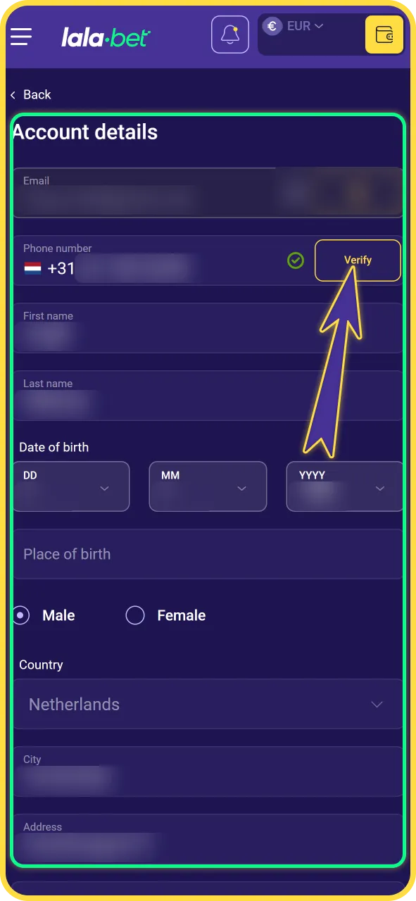 Upload je identiteitsbewijs voor een veilige verificatie bij LalaBet officieel.