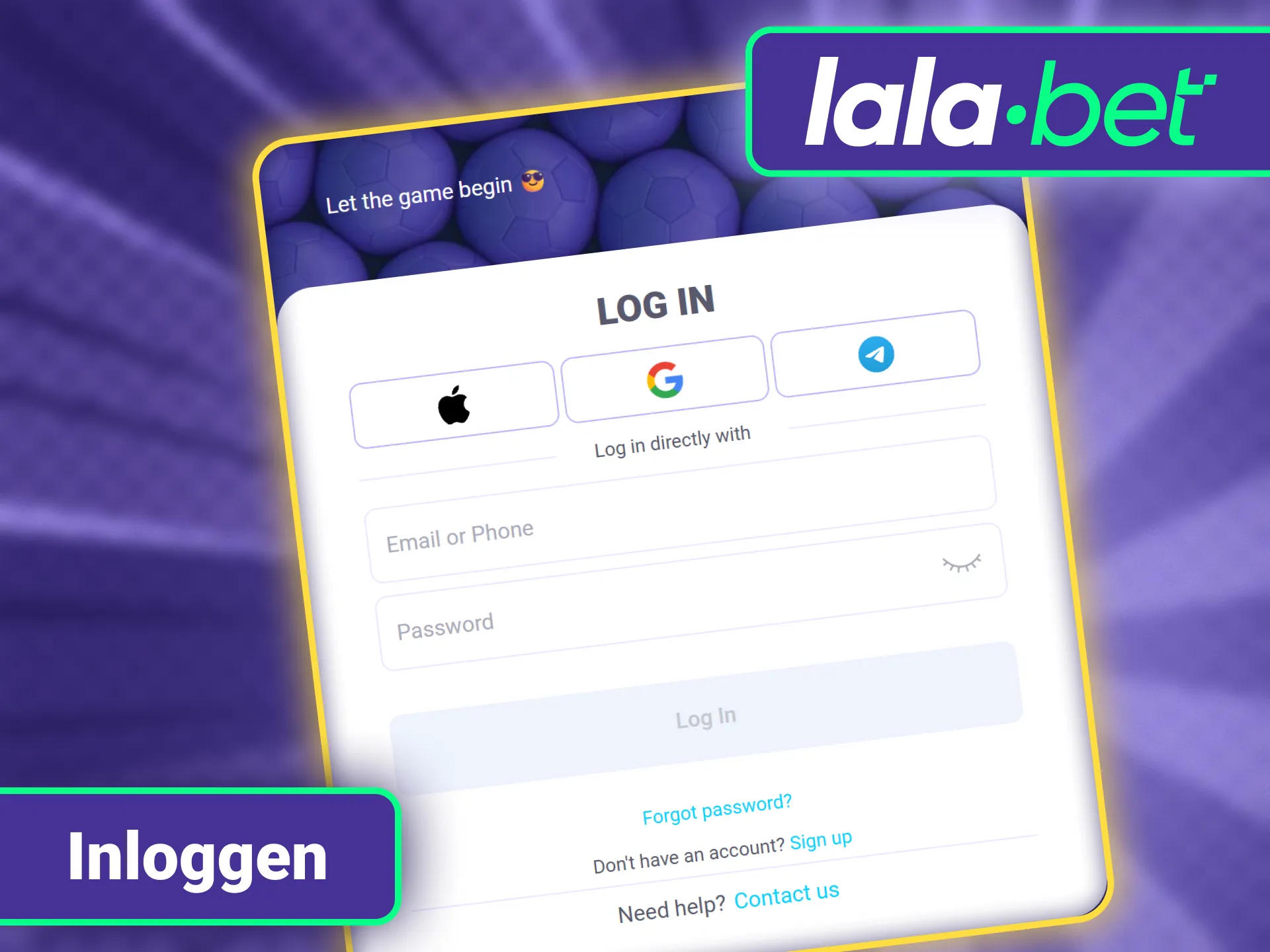 Log veilig in op jouw persoonlijke spelersaccount via LalaBet officieel.