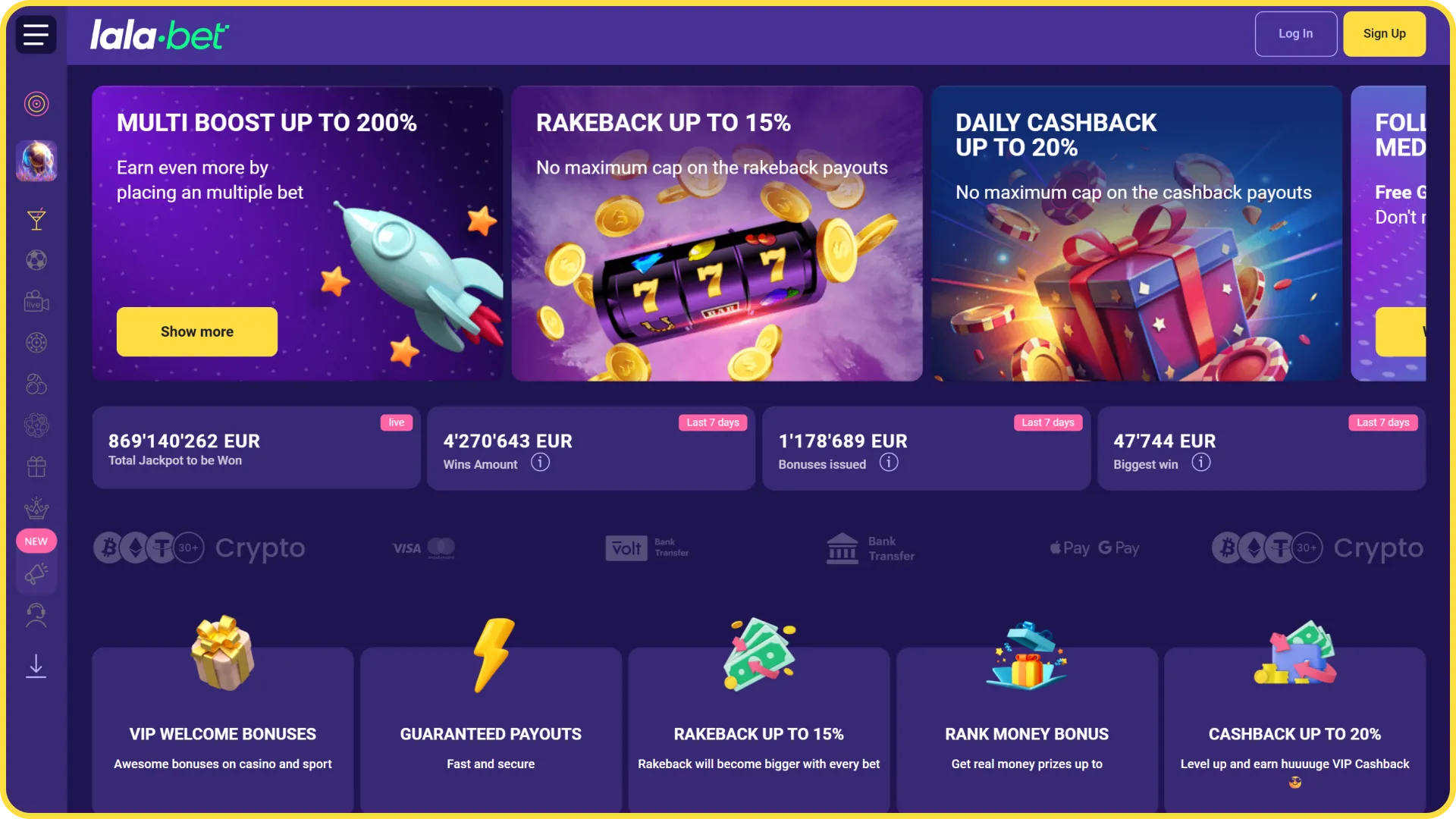 Bezoek de hoofdpagina voor online kansspelen van LalaBet officieel.