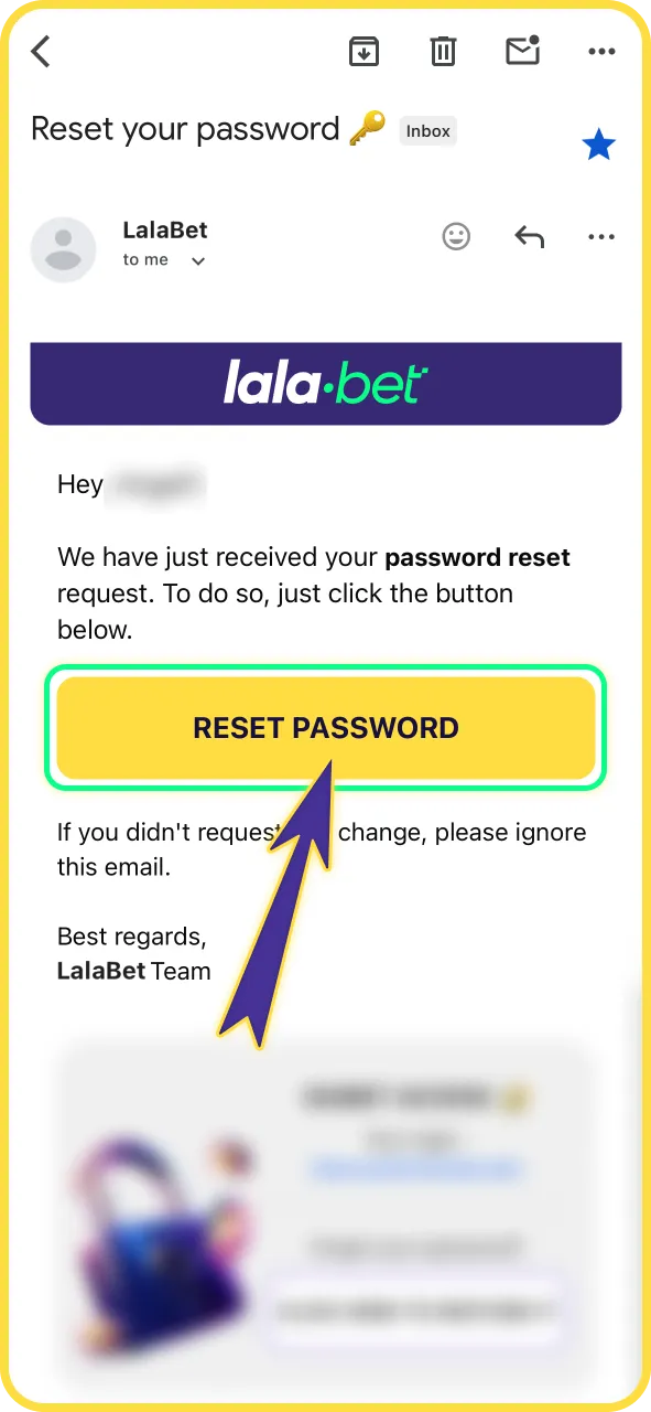 Klik op de herstellink in de e-mail van LalaBet officieel.